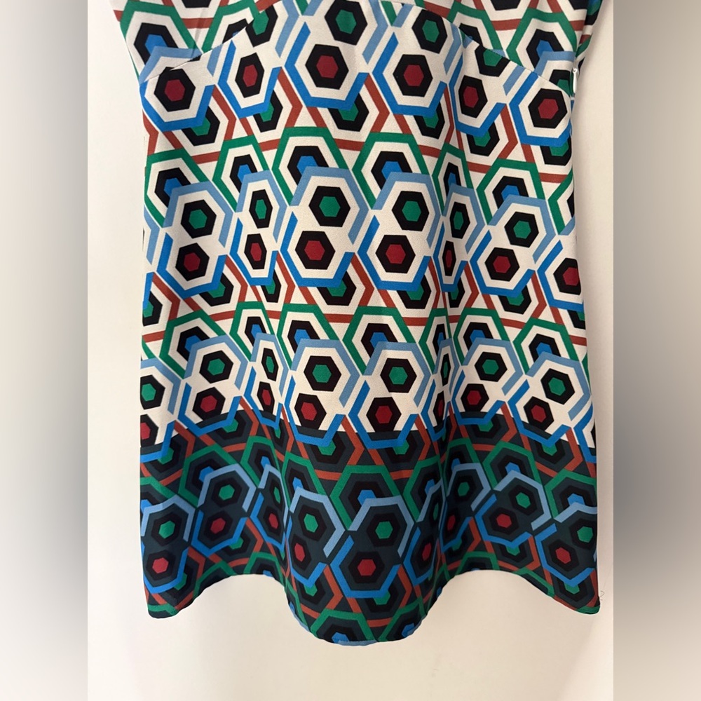 Zara Blue and Green Geometric Mini Dress - Picture 7 of 11